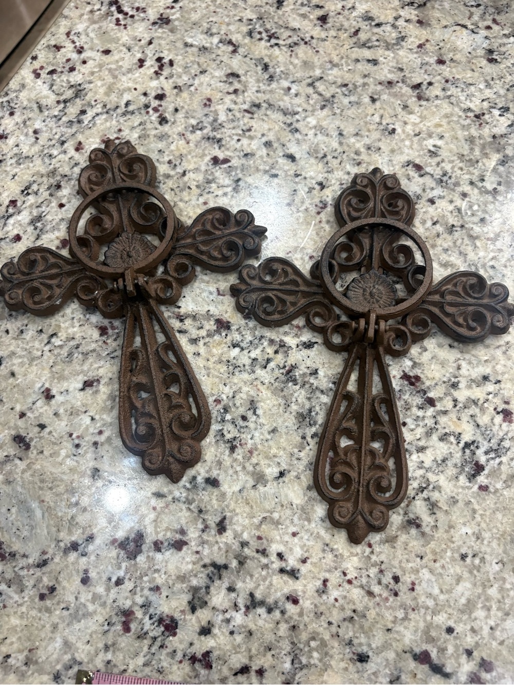 Brown metal votive cross wall holders Unbranded Good used condition